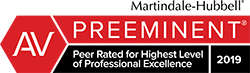 Martindale-Hubbel AV Preeminent Peer Rated for Highest Level of Professional Excellence 2019